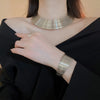 4 Pcs Metal Gold Color Geometric Multi-layer Necklaces for Women Heavy Industry Bangles Round Earrings Jewelry Set B - Image 4