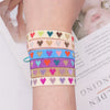 Adjustable Multicolor Heart Bead Bracelet with Woven Pattern - Image 50