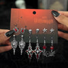 Ingemark 6Pairs/Set Halloween Red Crystal Skull Spider Metal Drop Earrings for Women Goth Cross Rose Piercing Earrings Jewelry - Image 11