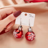 Christmas Snowflake Pattern Resin Bulb Drop Earrings Simple 3D Round Ball Dangle Earrings Holiday Jewelry Gifts For Women Men - Image 2