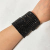 Vintage Black Crystal Elastic Bracelets for Women Bling Rhinestone Stretch Wristband Cuff Bangle Bridal Wedding Jewelry - Image 1