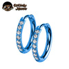 Two Piece Titanium Hinged Hoop Earrings with Clear Stone Detail - Image 8