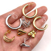 Customizable C Shape 6Pcs/Lot Gold Stainless Steel Hearts Earrings - Image 1