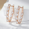 Oval Multicolor Stone Long Drop Earrings For Women Rose Gold Color Full Zircon Setting Jewelry Gifts - Image 9