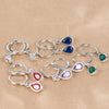 Stainless Steel Huggie Hoop Earrings with Colored Stone Details in Two-Piece Sets - Image 15