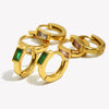 Dainty Cute Girl's Mini Size Hoop Earrings Square Shape Zircon Stone Gold PLated Stainless Steel Huggies Earring - Image 3