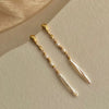 Nature Freshwater Pearl Dangle Earrings for Women Gold Plated Brass Beads Strand Long Tassel Earring - Image 7