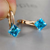 Cute Female Champagne Square Jewelry Crystal Zircon Stone Hoop Earring Rose Gold Color Wedding Earrings For Women - Image 24