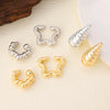C-Shaped Clip-On Ear Cuff with Water Drop Detail - Image 36