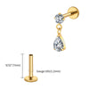 Titanium 16G Teardrop Dangle CZ Labret Stud Waterdrop Tragus Cartilage Earring Flatback Helix Piercing - Image 10