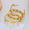 Stainless Steel Cuff Bracelets For Women Gold Plated Evil Eye Zircon Wavy Shell Flower Open Bangle Jewelry - Image 5