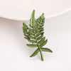 Fern Leaf Brooch Green Lacquer Pin Jewelry Plant Flower Corsage Minimalist Design Badge - Image 2
