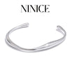 NiNice Minimalist 316L Stainless Steel Smooth Metal Round Cuff Bracelet Bangle Distinctive Charm Jewelry - Image 1