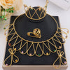 Gold Plated Women Jewelry Set Simple Lines Earrings Ring Colored Zircon Necklace Bangle For Wedding Party - Image 1