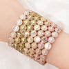 Happy Bangle Paved Diamond Enamel Beaded Bracelets For Women Boho Gold Color Elastic Bracelets - Image 3