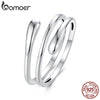 Silver Twist Eternity Band, Teardrop Chunky High Polish Comfort Fit Open Ring for Women - Image 1