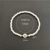 A-Z Initial Letter Bracelet for Women White Beads Round Pendant Elastic Bracelets Jewelry Mother of Pearl Charm - Image 7
