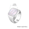 Punk Abalone Shell Stainless Steel Chunky Signet Ring for Men, Hip Hop Party Finger Jewelry Size7 8 9 10 11 12 - Image 8