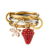 Y2K Sweet Strawberry Flower Charm Ring Set For Women Stainless Steel Stacking Kilcollin Ring Handmade Jewelry Party Gift - Image 1