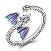 Silver Open Ring For Woman Flying Dragon Design Party Birthday Jewelry Gift - Image 1