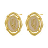Enamel A-Z 26 Initial Letter Stud Earrings for Women Vintage Gold Plated Hollow Alphabet Oval Earrings Charm Jewelry - Image 20