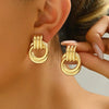 Stainless Steel Chunky Knot Earrings for Women Vintage Simple Multi-layer Circle Round Drop Earrings Punk Jewelry Gifts - Image 16