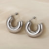 Thick Round C Shape Chunky Hoop Earrings Women Glossy Circle Gold Silver Color Steel Needle Stud Huggie Earrings Jewelry - Image 5