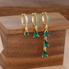 3PCS Stainless Steel Water Drop Tassel Hoop Earrings Set For Women Gold Plated Zircon Piercing Earring Korean Jewelry - Image 3