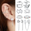 Silver Mono Clip Earrings for Girl CZ Platinum Plated Ear Cuffs Non Piercing for Women Wedding Party Jewelry - Image 1