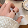 Silver Open Finger Ring Golden Enamel Donut Dazzling Geometric Punk For Women Jewelry Gift - Image 6
