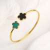 Gold-Plated Stainless Steel Five-Leaf Flower Open Bangle For Woman Girl Party Lucky Jewelry Accessories Daily Wear Clover - Image 7