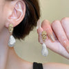 Irregular Water Droplet Imitation Pearl Dangle Earrings for Women Geometry Oval Metal Sheet Drop Earrings Party Retro Jewelry - Image 2