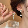 Shiny Rhinestone Butterfly Water Drop Tassel Earrings for Women Crystal Zircon Pearl Long Earring Party Daily Jewelry Gifts - Image 2