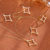4Pcs/1Pcs Creative Four Pointed Star Shiny Zircon Earring Necklace Bracelet for Women Hollow Geometric Party Jewelry - Image 4