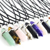 Point Pillar Bullet Hexagonal Column Necklace Stone Quartz Crystal Chakra Pendant Necklace for Women Men with Chain - Image 2