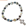 Cross Charm Beaded Stretch Bracelet in Multiple Colors - Image 9