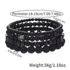4Pcs/Set Black Gall Stone Volcanic Stone Wood Beads Multi-layer Men's Combination Elastic Bracelet For Couple Friends Jewelry - Image 2