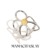 316L Stainless Steel Double Color Hollow Flower Open Ring Party Jewelry Women's Unique Ring Gift - Image 1