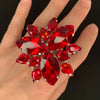 Stonefans Exaggerate Rhinestone Drop Rings for Women 2023 Drag Queen Accessories Club Crystal Ring Adjustable Jewelry Gift