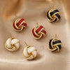 Vintage Metal Twisted Drip Glaze Enamel Stud Earrings for Women Elegant Round Circle Temperament Earrings Jewelry Accessories - Image 1