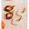 Resin Acrylic Geometric Drop Daily Earrings Golden Plated Stainless Steel Attractive Jewelry Amber White - Image 2