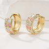 Classic Gold Plated Carving Snow Pattern Hoop Earrings For Women Delicate Simple Elegant Ear Accessories Jewelry Gifts - Image 1