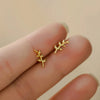 Korean Minimalism Gold Color Small Leaf Butterfly Stud Earrings for Women Daily Wear Ear Girls Pierc Gifts - Image 34