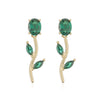 Gold Plated Rose Flower Stud Earrings for Women Brilliant Cubic Zirconia Dangle Earrings Elegant Brass Flower Drop Earrings - Image 5