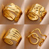 Irregular Geometric Chunky Opening Rings for Women Stainless Steel Gold Color Ring Aesthetic Wedding Jewelry Gift - Image 1