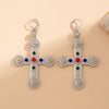 Cross Pendant Necklace with Imitation Pearl Beads and Rhinestone Accents - Image 11