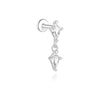 1PC Silver Horse Eye Zircon Crown Tassel Puncture Thread Flat Earring For Women Long Cartilage Chain - Image 18