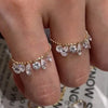 Silver Round Water Drop Zircon Tassel Ring Adjustable Pull Bead Chain Rings for Women Stackable Jewelry - Image 1