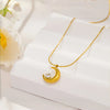 Personality Geometric Moon Sparkling Zirconia Necklace Crescent Pendant Jewelry Women Vacation Choker Gifts - Image 3