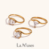 La. Muses Sparkling Water Drop Shaped Cubic Zirconia Stainless Steel Women's Ring Gold Plated Jewelry Gift - Image 6